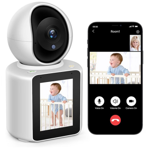 Toate Produsele - Cameră de Supraveghere Baby Monitor Inteligentă Wi-Fi Full HD 1080p, Functie Apel Video, Viziune Nocturna, Suport Cloud și Card TF – Control prin Aplicația "ICSee"