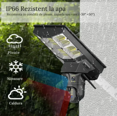 Cameră de Supraveghere Solară 4G cu Lampă Integrată, 4 Lentile, Sistem 5-în-1, Rotire 360°, Detecție Mișcare, Viziune Nocturnă IR & Color, Audio Bidirecțional, IP67, Panou Solar, Monitorizare Live [1]