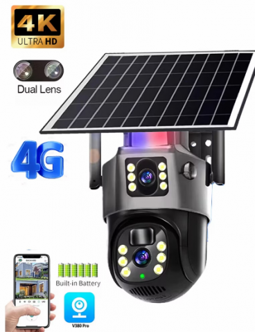 Cameră de Supraveghere Cu Panou Solar V380 Pro, Functionalitate Cartela SIM 4G/WiFi, cu Panou Solar, 4K Ultra HD, Control prin App Store & Google Play, Vedere Nocturna, Rezistenta la Apa, Cloud, 360° [15]