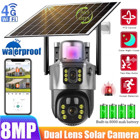 Cameră de Supraveghere Cu Panou Solar V380 Pro, Functionalitate Cartela SIM 4G/WiFi, cu Panou Solar, 4K Ultra HD, Control prin App Store & Google Play, Vedere Nocturna, Rezistenta la Apa, Cloud, 360° [14]