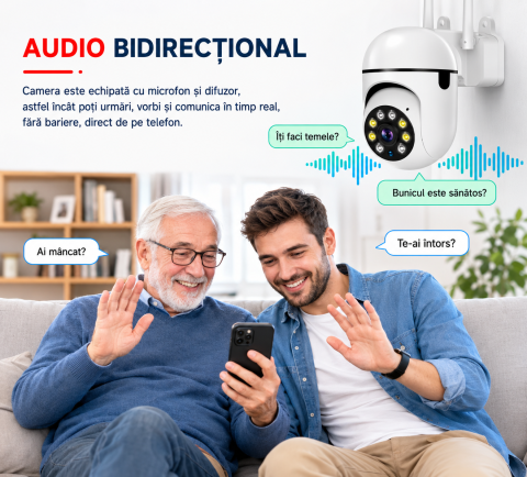 Cameră de Supraveghere WiFi 4MP, Rotire 360°, Zoom 10X, Viziune Nocturnă, Audio Bidirecțional, V380 Pro [11]
