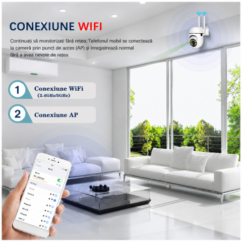 Cameră de Supraveghere WiFi 4MP, Rotire 360°, Zoom 10X, Viziune Nocturnă, Audio Bidirecțional, V380 Pro [9]