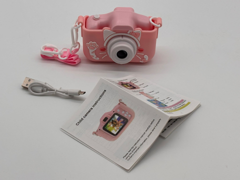 Cameră Foto Digitală pentru Copii, cu Husă Detasabilă, Suport Micro Card SD,Cablu USB și Agățătoare Tip Breloc, Jocuri Snake și Tetris, Funcție Selfie, Muzică și Fotografiere [5]