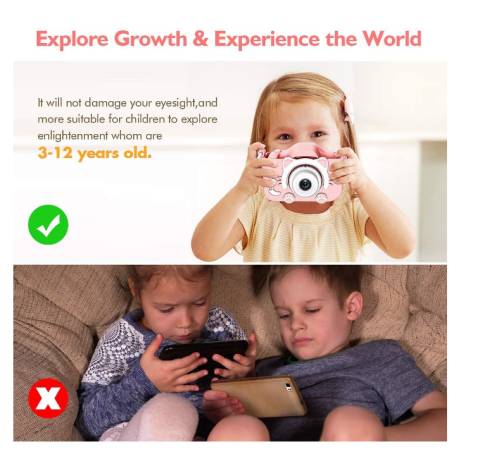 Cameră Foto Digitală pentru Copii, cu Husă Detasabilă, Suport Micro Card SD,Cablu USB și Agățătoare Tip Breloc, Jocuri Snake și Tetris, Funcție Selfie, Muzică și Fotografiere [2]