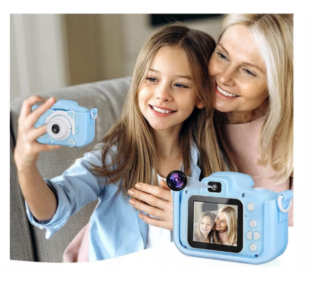 Cameră Foto Digitală pentru Copii, cu Husă Detasabilă, Suport Micro Card SD,Cablu USB și Agățătoare Tip Breloc, Jocuri Snake și Tetris, Funcție Selfie, Muzică și Fotografiere [2]