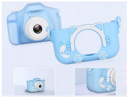 Cameră Foto Digitală pentru Copii, cu Husă Detasabilă, Suport Micro Card SD,Cablu USB și Agățătoare Tip Breloc, Jocuri Snake și Tetris, Funcție Selfie, Muzică și Fotografiere [6]