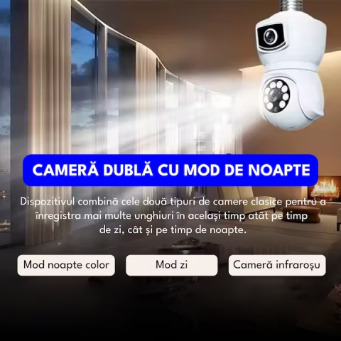 Cameră Supraveghere V380 Pro Smart, 2 Obiective, WiFi, 4MP, Vizualizare dublă, Infrarosu, Rotire 360° , Audio Bidirecțional, Control din Aplicatie ("V380 PRO" pe Magazin Play/App Store ) [4]