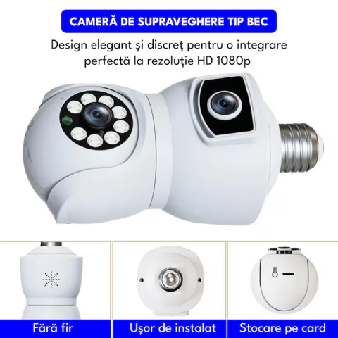 Cameră Supraveghere V380 Pro Smart, 2 Obiective, WiFi, 4MP, Vizualizare dublă, Infrarosu, Rotire 360° , Audio Bidirecțional, Control din Aplicatie ("V380 PRO" pe Magazin Play/App Store ) [7]
