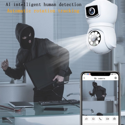 Cameră Supraveghere V380 Pro Smart, 2 Obiective, WiFi, 4MP, Vizualizare dublă, Infrarosu, Rotire 360° , Audio Bidirecțional, Control din Aplicatie ("V380 PRO" pe Magazin Play/App Store ) [1]