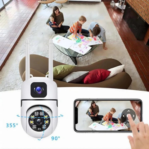 Cameră Supraveghere V380 Pro Smart, 2 Obiective, WiFi, 4MP, Vizualizare dublă, Infrarosu, Rotire 360° , Audio Bidirecțional, Control din Aplicatie ("V380 PRO" pe Magazin Play/App Store ) [10]