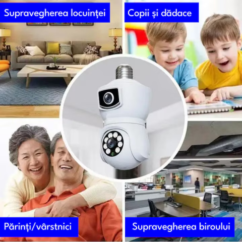 Cameră Supraveghere V380 Pro Smart, 2 Obiective, WiFi, 4MP, Vizualizare dublă, Infrarosu, Rotire 360° , Audio Bidirecțional, Control din Aplicatie ("V380 PRO" pe Magazin Play/App Store ) [3]