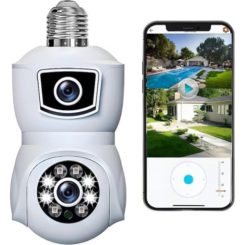 Camere de Supraveghere - Cameră Supraveghere V380 Pro Smart, 2 Obiective, WiFi, 4MP, Vizualizare dublă, Infrarosu, Rotire 360° , Audio Bidirecțional, Control din Aplicatie ("V380 PRO" pe Magazin Play/App Store )
