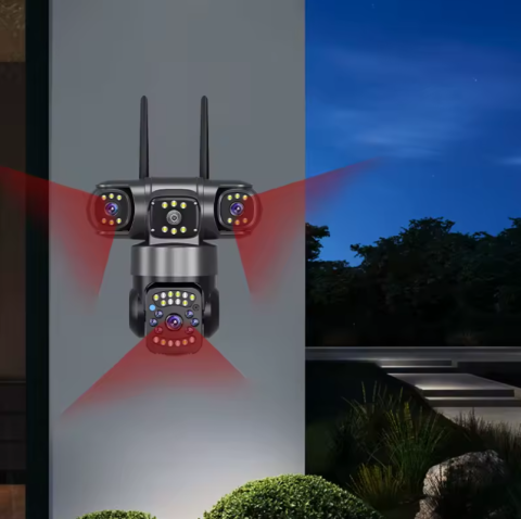 Camera Supraveghere WiFi, 9MP, 3 Camere, Rotire 360°, Zoom Digital 10X, Detectare Miscare, Comunicare Bidirectionala, Proiector LED Lumini, Viziune Nocturna, Protectie IP66 [3]