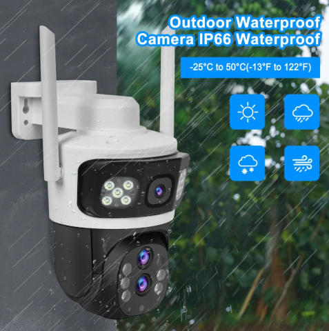 Camera Supraveghere WiFi cu 2 Camere, Zoom Optic 10X, 10MP, Viziune Nocturna Color, 360° VR, Detectie Umana, PIR si Radar, Audio, V380 Pro, IP66 [2]