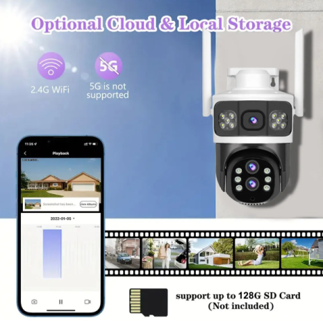 Camera Supraveghere WiFi cu 2 Camere, Zoom Optic 10X, 10MP, Viziune Nocturna Color, 360° VR, Detectie Umana, PIR si Radar, Audio, V380 Pro, IP66 [5]