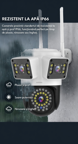 Camera Supraveghere WiFi cu 3 Lentile,12 MP Ultra HD, 360° PTZ, 10X Zoom Digital, Infrarosu, Lumini LED Puternice, Detectie Umana si Miscare, Alarma cu Sirena si Lumini, IP66, Audio Bidirectional [3]