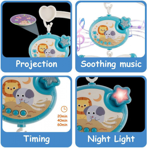 Carusel Muzical pentru Patut cu Proiectie Stele si Rotire 360°, Muzica Linistitoare, 400 Cantece de Leagan [3]