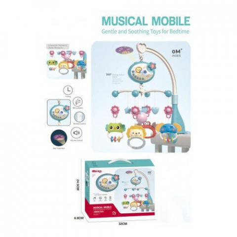 Carusel Muzical pentru Patut cu Proiectie Stele si Rotire 360°, Muzica Linistitoare, 400 Cantece de Leagan [5]