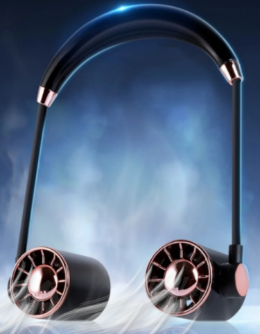 Articole & Accesorii de Plaja - Ventilator Portabil Tip Cască – Răcire Eficientă 360°, 3 Viteze, Acumulator Inclus, Reglabil până la 65 cm