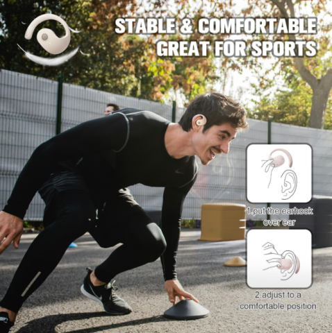 Căști Wireless Bluetooth 5.4 Sport, Rezistente la Apă și Transpirație, 22h Autonomie, Latență Scăzută, Microfon HD, Control Tactil [4]