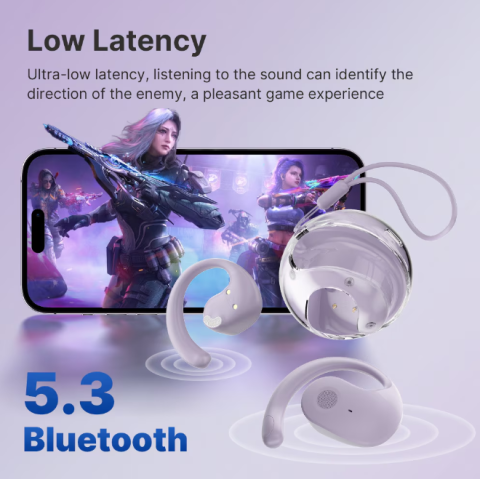 Căști Wireless Bluetooth 5.4 Sport, Rezistente la Apă și Transpirație, 22h Autonomie, Latență Scăzută, Microfon HD, Control Tactil [8]