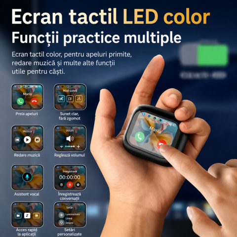 Casti Wireless OKOP cu Traducere AI in Peste 50 de Limbi, Ecran Touch Inteligent, Bluetooth, Inregistrare Conversatii, Hyper AI, Baterie de Lunga Durata [5]