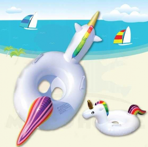 Colac Unicorn Gonflabil cu Mânere Laterale – Design Colorat, Stabil și Sigur în Apă [4]