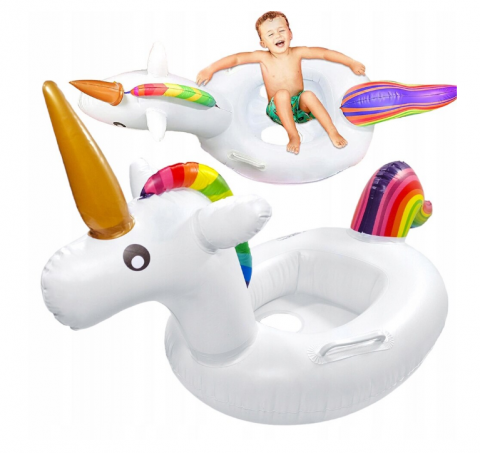 Colac Unicorn Gonflabil cu Mânere Laterale – Design Colorat, Stabil și Sigur în Apă [3]