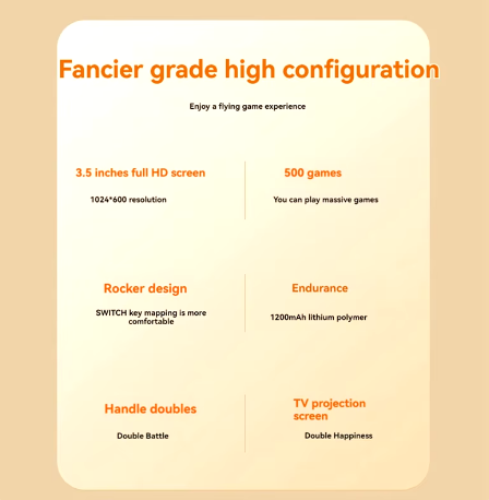 Consola de Jocuri Portabila - 500 Jocuri Clasice, Conectare la Televizor prin Cablu AV, Ecran Color HD, Baterie de Lunga Durata, Reincarcabila USB - Alb [6]
