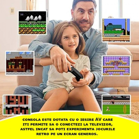Consola de Jocuri Portabila - 500 Jocuri Clasice, Conectare la Televizor prin Cablu AV, Ecran Color HD, Baterie de Lunga Durata, Reincarcabila USB - Alb [8]