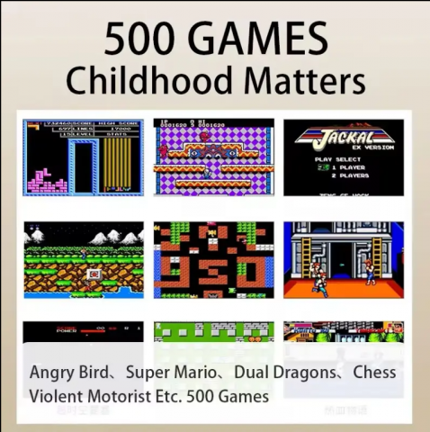 Consola de Jocuri Portabila - 500 Jocuri Clasice, Conectare la Televizor prin Cablu AV, Ecran Color HD, Baterie de Lunga Durata, Reincarcabila USB - Multicolor [8]