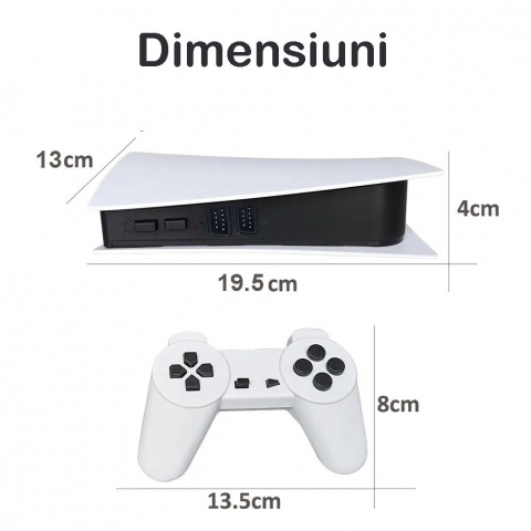 Consola De Jocuri Video Retro Wireless GS5, 2 x Controller Fara Fir, Super 8 BIT Game, Alb/Negru, 200 Jocuri [2]