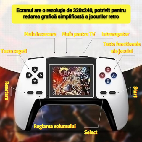 Consolă Retro Portabilă cu 520 Jocuri, Conectare TV prin Cablu AV, Ecran 7.5 cm, Baterie Li-Ion Reîncărcabilă, 1020 mAh [10]