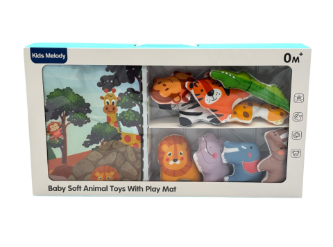 Covor pentru Copii cu Animale din Junglă, 9 Figurine Incluse, Covoraș Transformabil în Gentuță cu Arici, Joc Educativ Montessori [10]