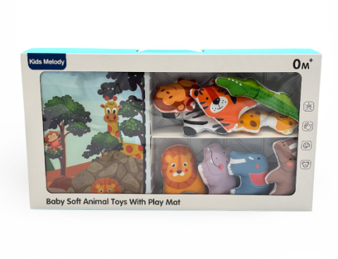 Covor pentru Copii cu Animale din Junglă, 9 Figurine Incluse, Covoraș Transformabil în Gentuță cu Arici, Joc Educativ Montessori [8]