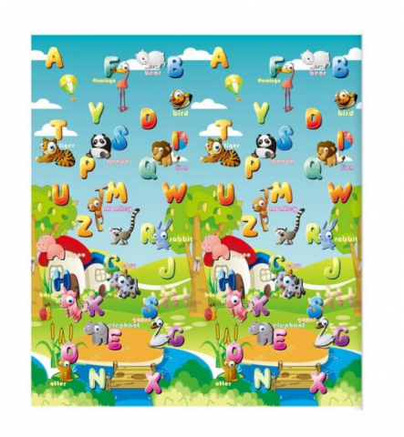 Covoras din Spuma pentru Copii Educativ, Oras, Animale si Alfabet, 2 Fete Colorate, 180 x 200 cm [0]