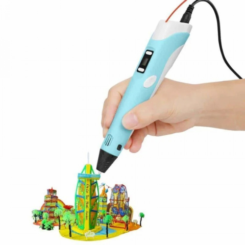 Creion 3D Portabil cu 20 de Rezerve Colorate, 100m Lungime Total - Albastru [7]