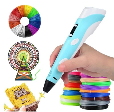 Creion 3D Portabil cu 20 de Rezerve Colorate, 100m Lungime Total - Albastru [0]