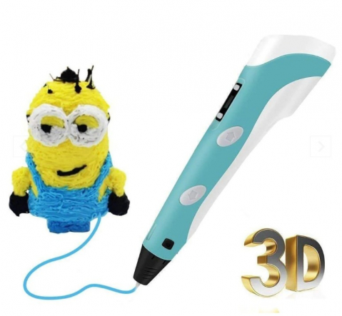 Creion 3D Portabil cu 20 de Rezerve Colorate, 100m Lungime Total - Albastru [10]