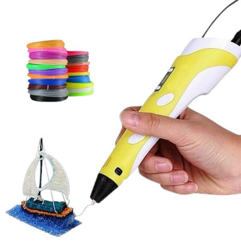 Toate Produsele - Creion 3D Portabil cu 20 de Rezerve Colorate, 100m Lungime Total - Galben