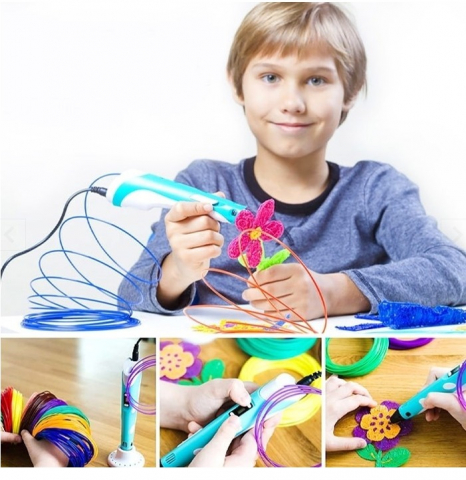 Creion 3D Portabil cu 20 de Rezerve Colorate, 100m Lungime Total - Galben [3]