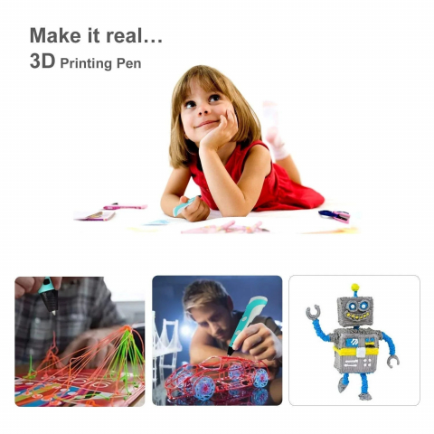 Creion 3D Portabil cu 20 de Rezerve Colorate, 100m Lungime Total - Mov [6]