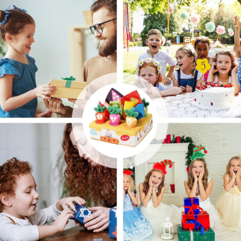 Jucarie pentru Bebelusi, Cutie Colorata de Servetele, material textil, Cu hartie de Fun Rattle, Activitate Senzoriala,  17.5 x 17.5 x 6 cm [6]