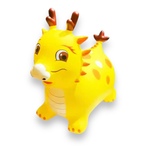 Jucarii gonflabile - Dragon Gonflabil, din Cauciuc, cu Lumina si Muzica, Galben