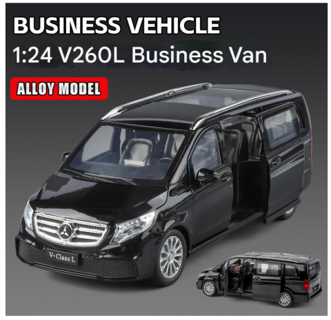 Masinuta Mercedes-Benz Vito Duba, din Metal, Pull Back, Lumini si Sunete, Usi si Portbagaj Funcionale, Interior Detaliat 1:1 [1]