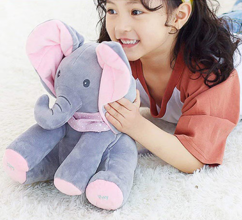 Elefant Peek-a-Boo, isi Acopera Ochii cu Urechile, 30 cm, Pufos, cu Sunete [2]