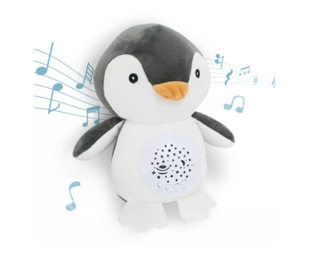 Jucărie de Plus Pinguin / Girafă cu Proiector Stele și Sunete Albe pentru Somn Copii, 25 cm, Night Light Baby [1]