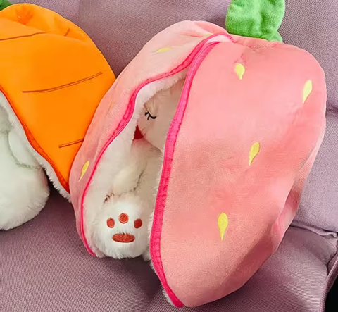 Iepure Căpșună care Respira, 35 cm, cu Burtică Luminoasă, Muzica si Sunete, Ultra-Pufoasă [3]