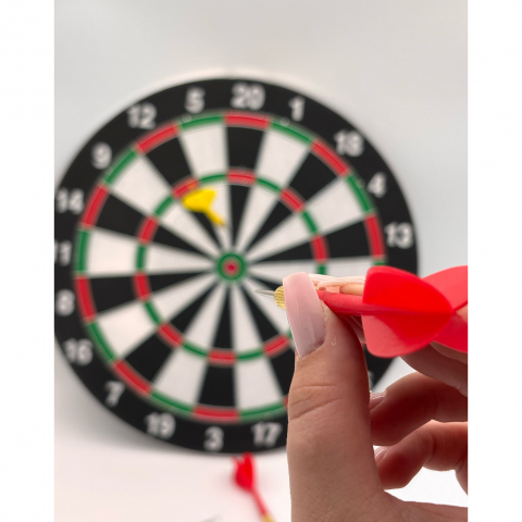 Joc Darts cu 2 Fete, Fata-Verso si 6 Sageti cu Ac cu Protectie Detasabila [6]
