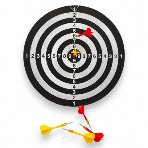 Toate Produsele - Joc Darts cu 2 Fete, Fata-Verso si 6 Sageti cu Ac cu Protectie Detasabila